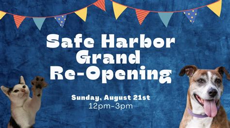 Safe harbor humane society - We are so excited to announce Safe Harbor Humane Society’s Grand Re-Opening Event! After over 2 years of construction, we would love to show you our new and improved building and all of the amazing changes we have made to make our animals happier and healthier during their stay with us. We would not have been …